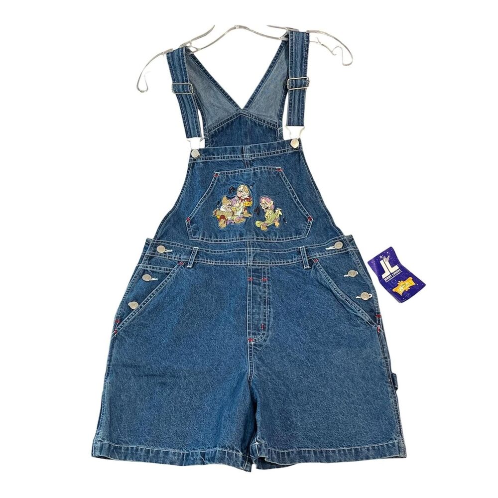 Disney Classics Vintage Denim Shortalls Overalls Dopey Musical Snow White Dwarfs